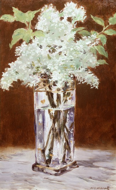 White Lilac in a Crystal Vase by Édouard Manet